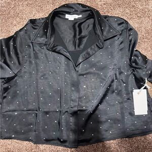 Black Satin Blouse with crystals